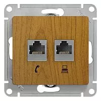 Механизм розетки комп. + телеф. 2-м СП Glossa RJ11 + RJ45 дер. дуб GSL000585