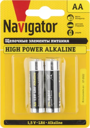 Элемент питания алкалиновый 94 752 NBT-NE-LR6-BP2 (блист.2шт) Navigator 94752
