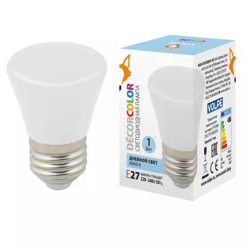LED-D45-1W/6000K/E27/FR/С BELL Лампа декоративная светодиодная. Форма "Колокольчик", матовая. Дневной свет (6000K). Картон. ТМ Volpe. LED-D45-1W/6000K/E27/FR/С BELL Лампа декоративная светодиодная. Форма "Колокольчик", матовая. Дневной свет (6000K). Картон. ТМ Volpe.