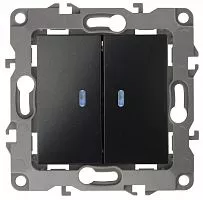 Механизм выключателя 2-кл. СП Эра12 10А IP20 12-1105-05 250В 10AX с подсветкой антрацит Эра Б0014661