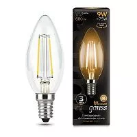 Лампа светодиодная Black Filament Свеча E14 9Вт 2700К Gauss 103801109