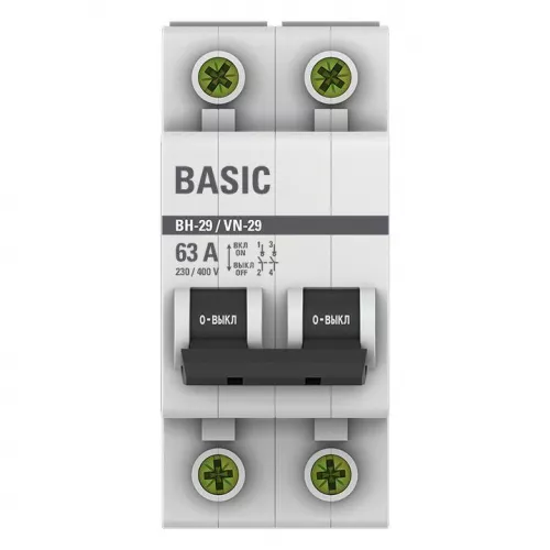 Выключатель нагрузки 2п 63А ВН-29 Basic EKF SL29-2-63-bas фото 2