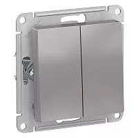 Механизм выключателя 2-кл. СП AtlasDesign 10А IP20 (сх. 5) 10AX алюм. SchE ATN000351