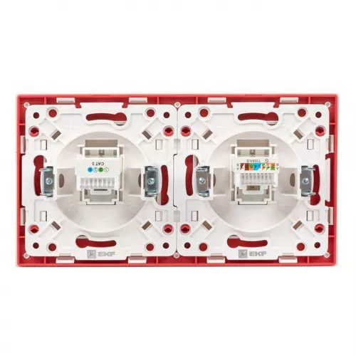 Рамка 2-м Стокгольм бел. с линией цвета красн. PROxima EKF EXM-G-305-20 фото 5