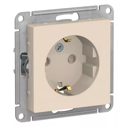 Механизм розетки 1-м СП AtlasDesign 16А с заземл. защ. шторки беж. SchE ATN000245