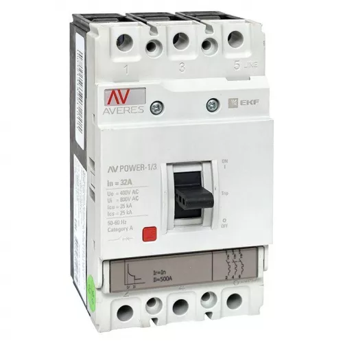 Выключатель автоматический 3п 32А 35кА AV POWER-1/3 TR AVERES EKF mccb-13-32-TR-av Выключатель автоматический 3п 32А 35кА AV POWER-1/3 TR AVERES EKF mccb-13-32-TR-av