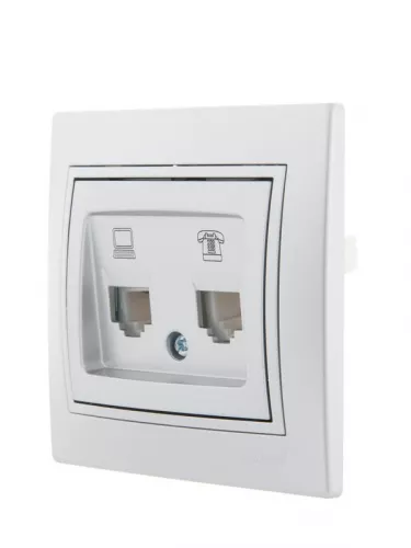 Розетка компьютерная + телеф. СП Мира RJ11 + RJ45 метал. сер. LEZARD 701-1010-143 фото 2 Розетка компьютерная + телеф. СП Мира RJ11 + RJ45 метал. сер. LEZARD 701-1010-143 фото 2