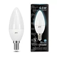 Лампа светодиодная Black 6.5Вт свеча 4100К бел. E14 550лм 150-265В Gauss 103101207