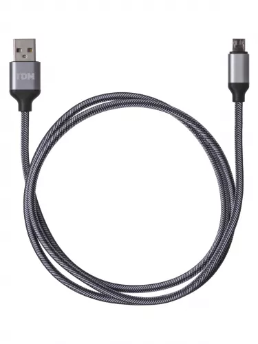 Дата-кабель, ДК 10, USB - micro USB, 1 м, тканевая оплетка, серый, TDM фото 2 Дата-кабель, ДК 10, USB - micro USB, 1 м, тканевая оплетка, серый, TDM фото 2