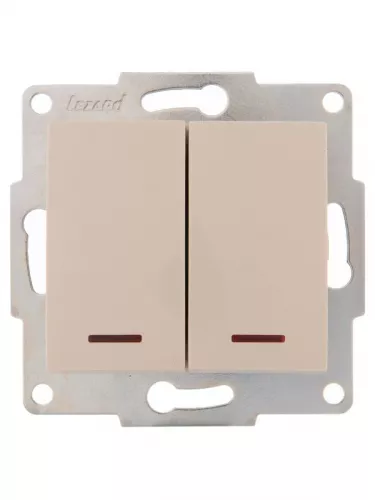 Механизм выключателя 2-кл. 1п СП Karina 10А IP20 с подсветкой крем. LEZARD 707-0388-112