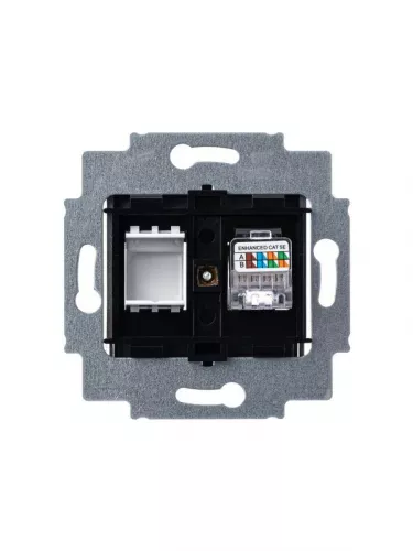 Розетка информационная Levit RJ45 кат. 5e и заглушка сталь ABB 2CHH295117A6069 фото 4