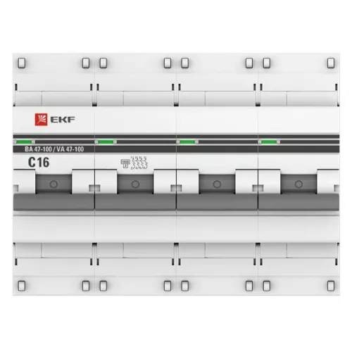 Выключатель автоматический модульный 4п C 16А 10кА ВА 47-100 PROxima EKF mcb47100-4-16C-pro фото 3