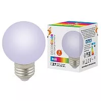 LED-G60-3W/RGB/E27/FR/С Лампа декоративная светодиодная. Форма "шар", матовая. Цвет RGB. Картон. ТМ Volpe.