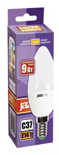 Лампа светодиодная PLED-SP C37 9Вт свеча 3000К тепл. бел. E14 820лм 230В JazzWay 2859457A фото 2