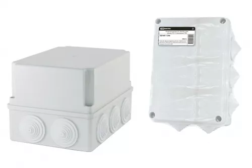 Распаячная коробка ОП 190х140х120мм, крышка, IP55, 10 гермовводов, инд. штрихкод, TDM Распаячная коробка ОП 190х140х120мм, крышка, IP55, 10 гермовводов, инд. штрихкод, TDM