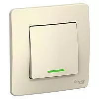 Выключатель 1-кл. СП Blanca 10А IP20 (сх. 1) 250В с подсветкой молочн. SchE BLNVS010112