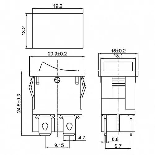 Выключатель клавишный 250В 6А (4с) ON-OFF черн. Mini (RWB-208; SC-768) Rexant 36-2146 фото 2