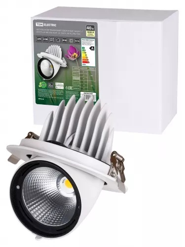 Светильник встраиваемый поворотный "Акцент-1" LED DSL-01-040-WW 40 Вт, 24°, 3000 К, 90 Ra, IP40, TDM