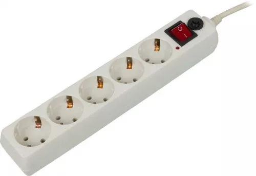 Удлинитель с сетевым фильтром 5х10м с заземл. 10А IP20 500SH-10-W CCA 3х0.75 бел. BURO 992302