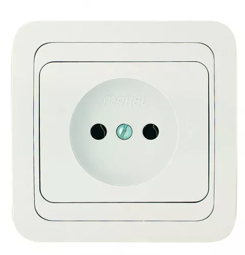 Розетка 1-м СП Mimoza 16А IP20 без заземл. керам. бел./бел. Makel 12002