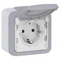 Розетка 1-м ОП Plexo с защ. крышкой IP55 сер. Leg 069733