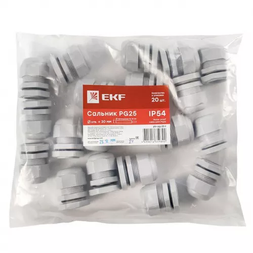 Сальник PG25 IP54 d отв. 30мм/d провод. 16-21мм PROxima EKF plc-pg-25-r фото 6