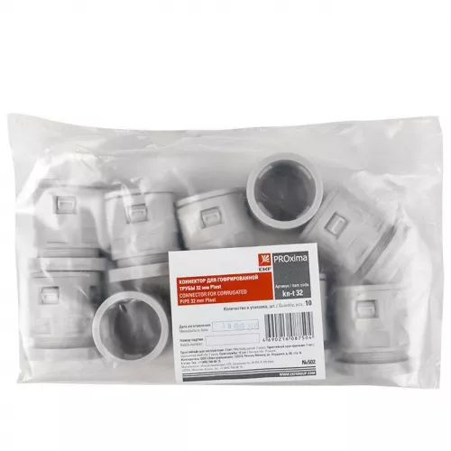 Коннектор для гофр. трубы 32мм (уп.10шт) Plast EKF kn-t-32 фото 5