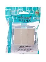 Механизм выключателя3-кл. СП VESNA кремов. LEZARD 742-0388-109