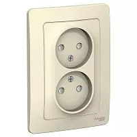 Розетка 2-м СП Blanca 16А IP20 250В без заземл. защ. шторки молоч. SchE BLNRS000122