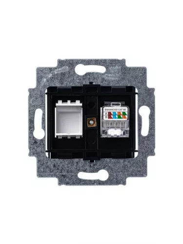 Розетка информационная Levit RJ45 кат. 5e и заглушка антрацит ABB 2CHH295117A6063 фото 2