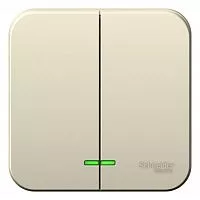 Выключатель 2-кл. ОП Blanca 10А IP20 (сх. 5) 250В с подсветкой с изолир. пластиной молочн. SchE BLNVA105112
