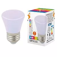 LED-D45-1W/RGB/E27/FR/С BELL Лампа декоративная светодиодная. Форма "Колокольчик", матовая. Цвет RGB. Картон. ТМ Volpe.