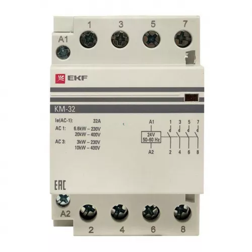 Контактор модульный 4NО 3мод. 24В AC КМ 32А PROxima EKF km-3-32-40-24v фото 5