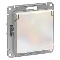Механизм розетки 1-м СП AtlasDesign 16А IP20 с заземл. защ. шторки с крышкой жемчуг SchE ATN000446