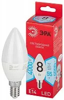 Лампа светодиодная B35-8W-840-E14 R (диод свеча 8Вт нейтр. E14) Эра Б0050200