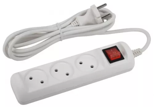 Удлинитель 3х3м без заземл. с выкл. 10А ПВС 2х1 U-3s-3m-2x1 ЭРА Б0044050