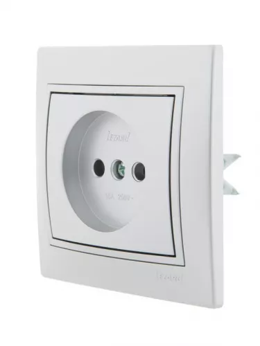 Розетка 1-м СП Мира 16А IP20 без заземл. керам. метал. сер. LEZARD 701-1010-121 фото 2