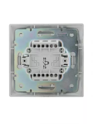 Выключатель 1-кл. СП Мира 10А IP20 с подсветкой со вставкой сер. метал. LEZARD 701-1010-111 фото 4