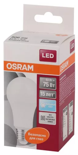 Лампа светодиодная LED STAR CLASSIC A 75 8.5W/840 8.5Вт грушевидная 4000К нейтр. бел. E27 806лм 220-240В матов. пласт. OSRAM 4058075086647 фото 3