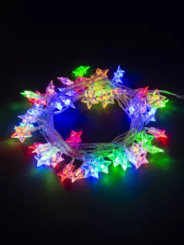 Гирлянда светодиодная "Звездочки" 50LED, 5м, 8 режимов, многоцвет., прозр.шнур, 250 В, TDM фото 3 Гирлянда светодиодная "Звездочки" 50LED, 5м, 8 режимов, многоцвет., прозр.шнур, 250 В, TDM фото 3