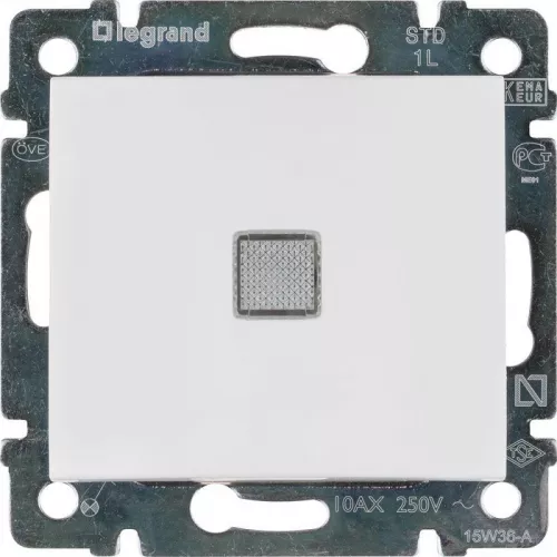 Механизм выключателя 1-кл. СП Valena 10А IP31 250В с зел. индикацией бел. Leg 774410 фото 9