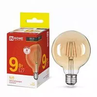 Лампа светодиодная LED-GL-95-deco gold 9Вт 230В E27 3000К 810лм зол. IN HOME 4690612036465