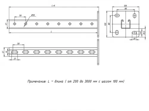 Стойка STRUT 41х41 L1600 EKF sts4141160 фото 2