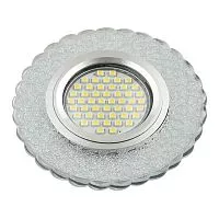 DLS-L140 GU5.3 GLASSY/CLEAR Светильник декоративный встраиваемый, серия Luciole. Без лампы, цоколь GU5.3. Доп. светодиодная подсветка 3Вт. Стекло. Зеркальный/прозрачный. ТМ Fametto