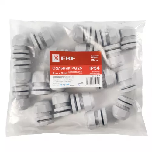 Сальник PG25 IP54 d отв. 30мм/d провод. 16-21мм PROxima EKF plc-pg-25-r фото 8