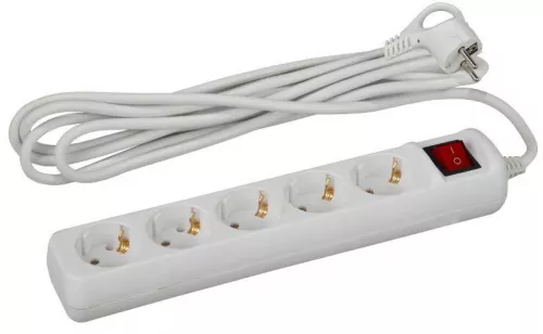 Удлинитель 5х 5м с заземл. с выкл. 16А ПВС 3х1 U-5es-5m-3x1 ЭРА Б0028383