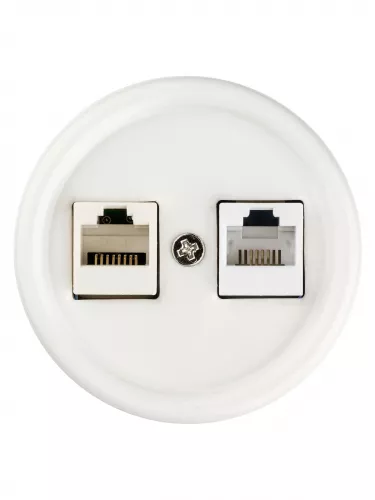 Розетка телефонная RJ11 + компьютерная RJ45 белая «Болонь» TDM фото 3