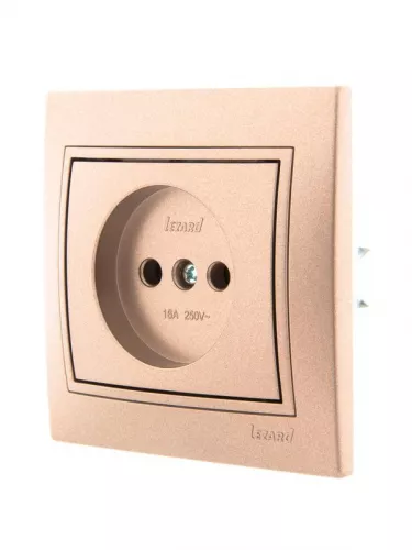 Розетка 1-м СП Мира 16А IP20 без заземл. керам. свет. корич. перламутр LEZARD 701-3131-121 фото 2