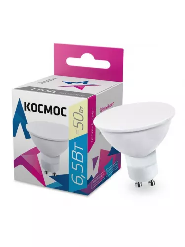 Лампа светодиодная GU10 6.5Вт 220В 3000К Космос LkecLED6.5wGU10C30 Лампа светодиодная GU10 6.5Вт 220В 3000К Космос LkecLED6.5wGU10C30