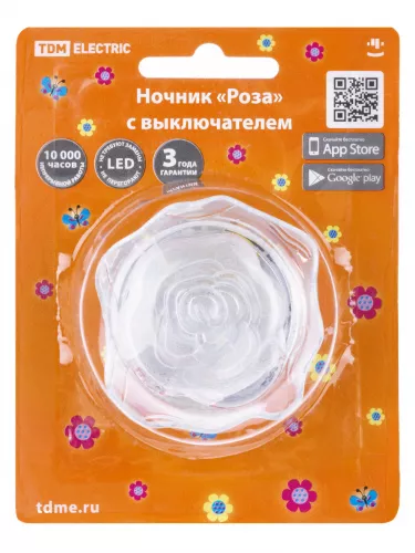 Ночник "Роза" с выключателем, 0,4 Вт, 220 В TDM фото 6